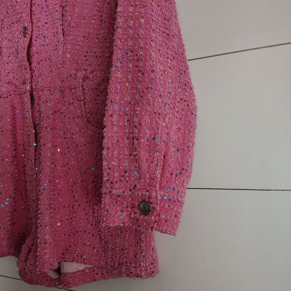 Pink Concert Utility Romper Jumpsuit Barbiecore Festival Sequins Swiftie Small - Picture 2 of 9